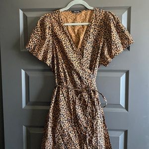 Madewell Wrap Dress, size XL, leopard print